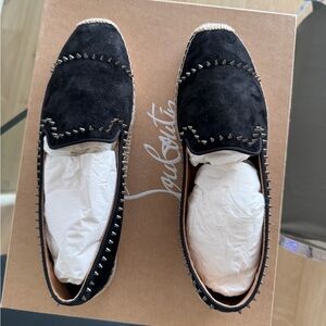 Christian Louboutin Black Suede Studded Espadrille